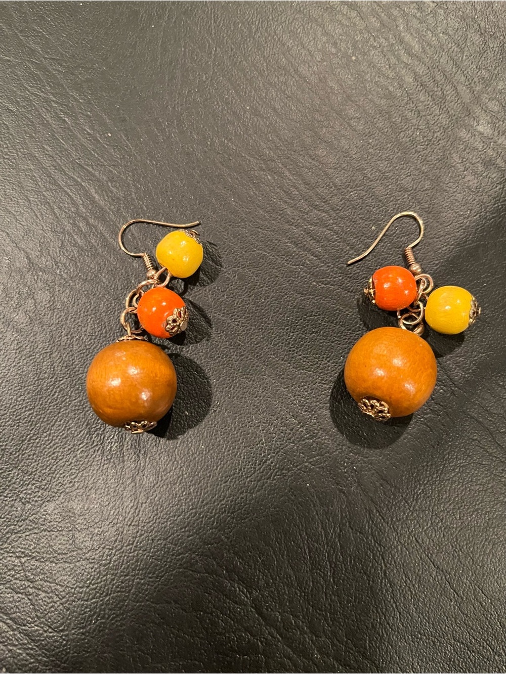 Handcrafted Orange and Yellow Bead Drop Earrings